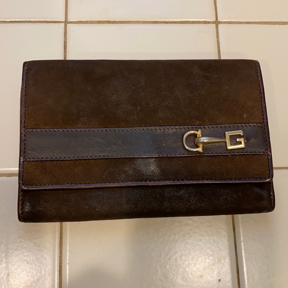 Vintage Gucci Suede Wallet in fair condition